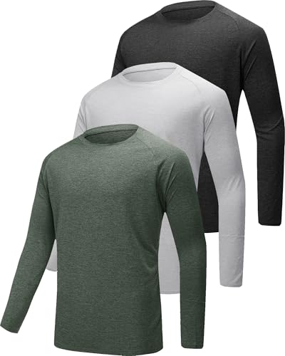 YOIOWVY Herren Langarmshirt T-Shirts 3/5/7Per Pack UPF50+UV Schutz Sonnenschutz Atmungsaktiv Sportshirts Langarm Schutz Schnelltrocknend Langarm Running Tshirts für Männer Tops von YOIOWVY