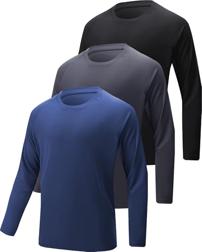 YOIOWVY Herren Langarmshirt T-Shirts 3/5/7Per Pack UPF50+UV Schutz Sonnenschutz Atmungsaktiv Sportshirts Langarm Schutz Schnelltrocknend Langarm Running Tshirts für Männer Tops von YOIOWVY