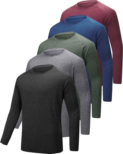 YOIOWVY Herren Langarmshirt T-Shirts 3/5/7Per Pack UPF50+UV Schutz Sonnenschutz Atmungsaktiv Sportshirts Langarm Schutz Schnelltrocknend Langarm Running Tshirts für Männer Tops von YOIOWVY