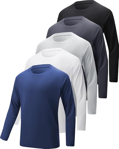 YOIOWVY Herren Langarmshirt T-Shirts 3/5/7Per Pack UPF50+UV Schutz Sonnenschutz Atmungsaktiv Sportshirts Langarm Schutz Schnelltrocknend Langarm Running Tshirts für Männer Tops von YOIOWVY