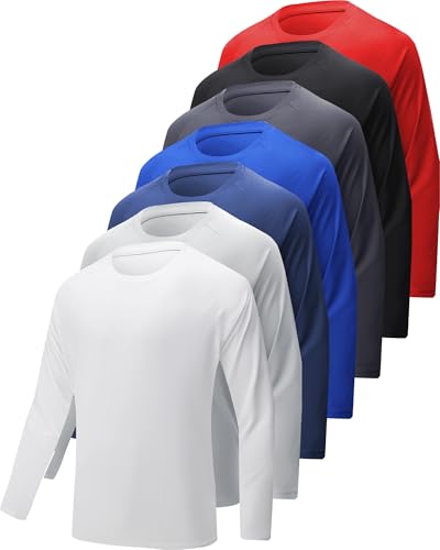 YOIOWVY Herren Langarmshirt T-Shirts 3/5/7Per Pack UPF50+UV Schutz Sonnenschutz Atmungsaktiv Sportshirts Langarm Schutz Schnelltrocknend Langarm Running Tshirts für Männer Tops von YOIOWVY