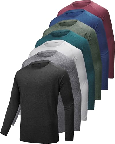 YOIOWVY Herren Langarmshirt T-Shirts 3/5/7Per Pack UPF50+UV Schutz Sonnenschutz Atmungsaktiv Sportshirts Langarm Schutz Schnelltrocknend Langarm Running Tshirts für Männer Tops von YOIOWVY