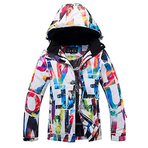 YOJOLO Bunt Bedruckte Damen Skijacke Oberbekleidung Wasserdicht Winddicht Thermo Mountain Windbreaker Mantel,A,XL von YOJOLO