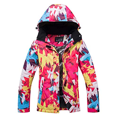 YOJOLO Bunt Bedruckte Damen Skijacke Oberbekleidung Wasserdicht Winddicht Thermo Mountain Windbreaker Mantel,C,XL von YOJOLO