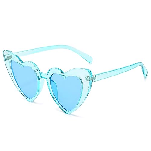 YOJUED Herz Sonnenbrille Vintage Katzenaugen Brille Love Heart Shape Sunglasses Herzbrille UV400 Schutz （Blau） von YOJUED