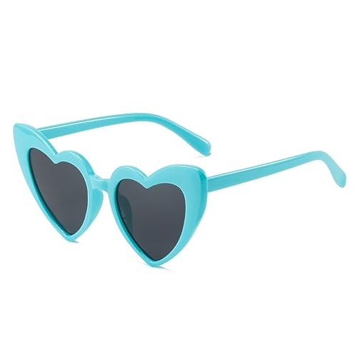 YOJUED Herz Sonnenbrille Vintage Katzenaugen Brille Love Heart Shape Sunglasses Herzbrille UV400 Schutz （Blau/Grau） von YOJUED