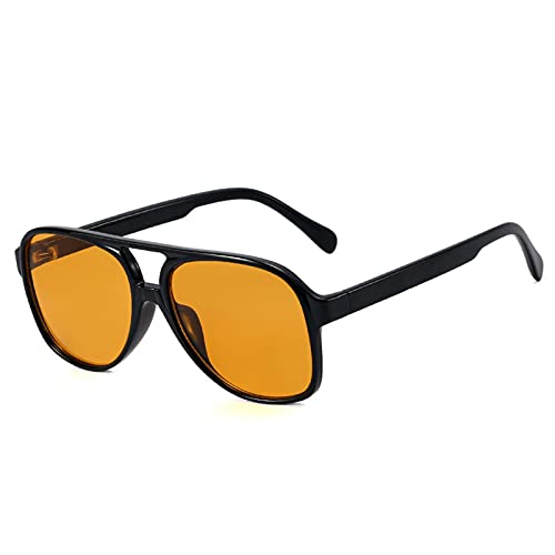 YOJUED Retro Sonnenbrille Gelb Gradient Brille Vintage Tinted Sunglasses für Damen Herren (Schwarz Gelb) von YOJUED