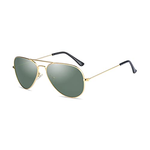 YOJUED Retro Polarisierte Sonnenbrille Verspiegelt Brille für Herren Damen UV400 Schutz (Golden Darkgreen) von YOJUED