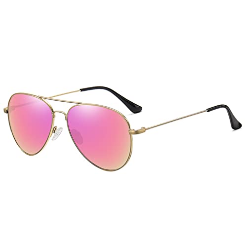 YOJUED Retro Polarisierte Sonnenbrille Verspiegelte Brille für Damen und Herren UV400 Schutz A-Golden Pink One Size von YOJUED