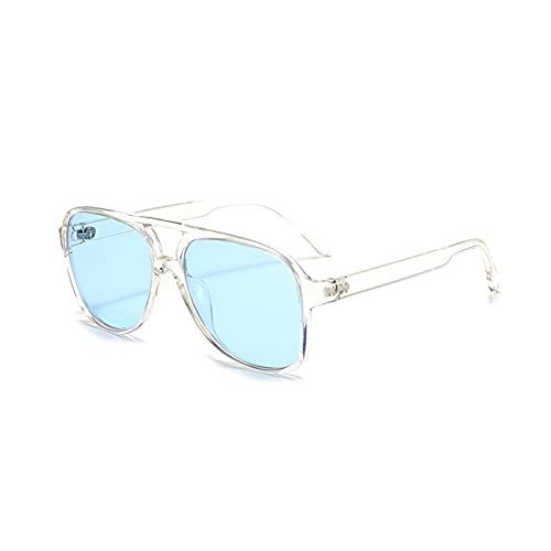 YOJUED Retro Sonnenbrille Gelb Gradient Brille Vintage Tinted Sunglasses für Damen Herren (Transparent Blau) von YOJUED