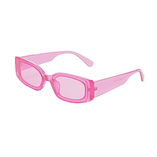 YOJUED Vintage Rechteckige Sonnenbrille für Damen Herren Chunky Rectangle Sunglasses UV400 Schutz Retro Modische Brille (Lila) von YOJUED