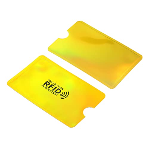 YOKIVE 10Stk RFID Sperrung Hülsen Kreditkarte Protektor Hülse Schlank | Kratzfest Ideal für Geschäft Karten ID Karten (Laser Gold 3.62x2.44) von YOKIVE