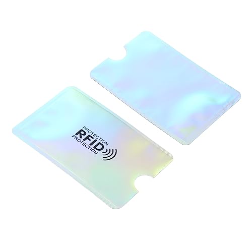 YOKIVE 20Stk RFID Karten Halter Horizontal Karten Hülle Schlank | Kratz Beständig Ideal für Geschäftskarten Zugangskarten (Laser Silber 3.62") von YOKIVE