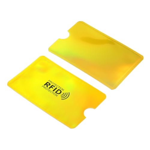 YOKIVE 20Stk RFID Sperrung Hülsen Kreditkarte Protektor Hülse Schlank | Kratzfest Ideal für Geschäft Karten ID Karten (Laser Gold 3.62x2.44) von YOKIVE