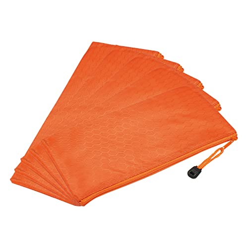 YOKIVE 5 Packung Wasserdicht Zippertaschen Bleistift Gehäuse Reisen Lagerung Tasche | Schminkzubehör Dateien Organizer Etui Ideal für Büro(Orange A6) von YOKIVE