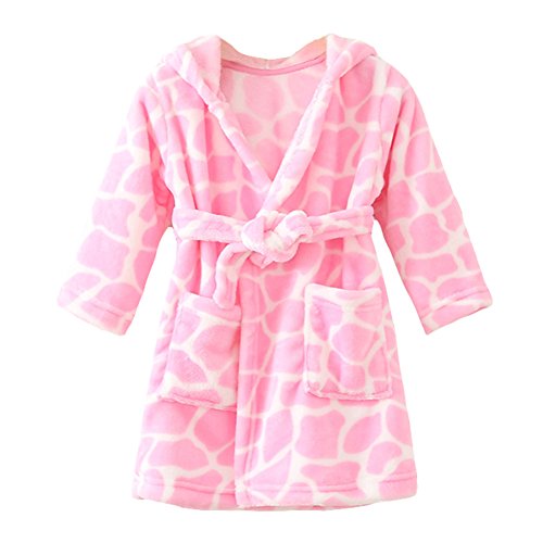 YOLIA Unisex Kinder Roben Niedlich mit Kapuze Nachtwäsche Weichem Fleece-Bademäntel Housecoat Kleider 4 Jahre von YOLIA