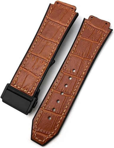 YOLIONU 20 Mm 22 Mm Rindsleder-Gummi-Uhrenarmband Für Hublot-Kalbsleder-Silikon-Uhrenarmband-Armbänder 25 Mm * 19 Mm(3,28x19x24mm) von YOLIONU