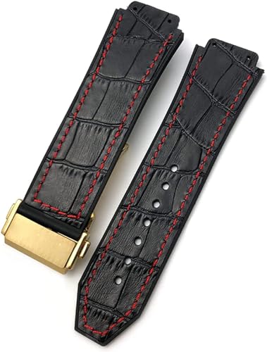 YOLIONU 20 Mm 22 Mm Rindsleder-Gummi-Uhrenarmband Für Hublot-Kalbsleder-Silikon-Uhrenarmband-Armbänder 25 Mm * 19 Mm(32,28x19x24mm) von YOLIONU