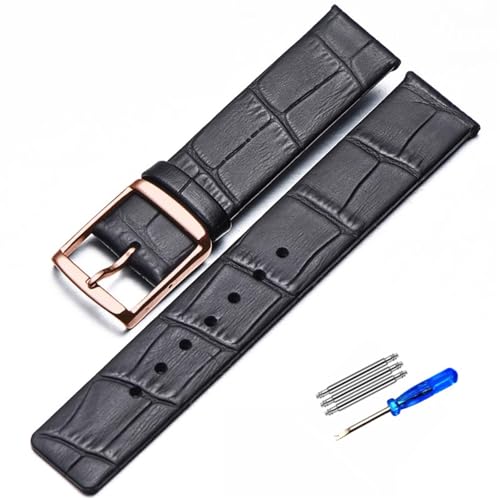 YOLIONU Bambusmuster Echtes Leder Uhrenarmband Für CK K2G211K2G231K2Y211K2Y231 Armband Kette Dornschließe Herren Armband(Blackrose,18mm) von YOLIONU