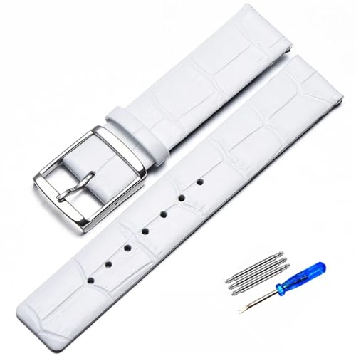 YOLIONU Bambusmuster Echtes Leder Uhrenarmband Für CK K2G211K2G231K2Y211K2Y231 Armband Kette Dornschließe Herren Armband(Whitesilver,16mm) von YOLIONU