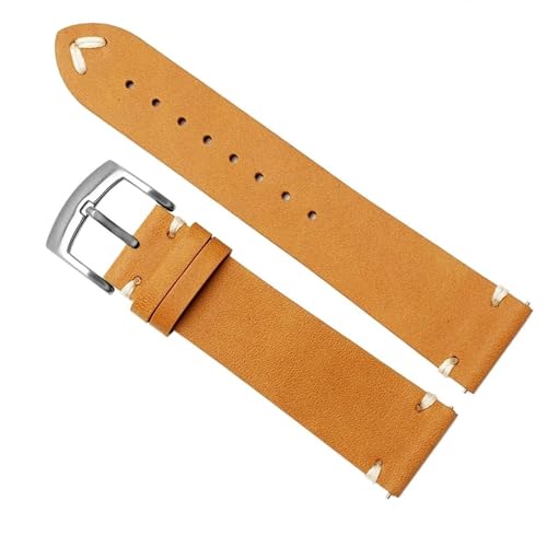 YOLIONU Echtes Leder-Rindsleder-Armband für Citizen BM8475-26E 00F00X Schwarz Braun Soft Strap Armband 20mm 22mm(Apricot silver,22mm) von YOLIONU