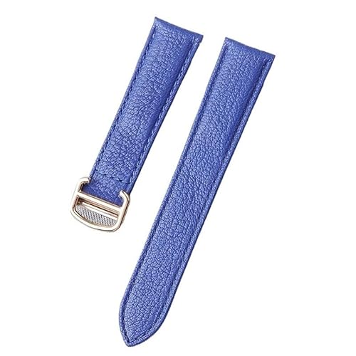 YOLIONU Echtes Leder Uhrenarmband Für Cartier Tank London Key Uhrenarmband(Electric blue gold,16mm) von YOLIONU
