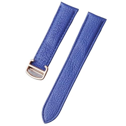 YOLIONU Echtes Leder Uhrenarmband Für Cartier Tank London Key Uhrenarmband(Electric blue rose,22mm) von YOLIONU