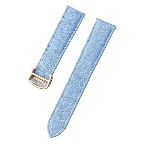 YOLIONU Echtes Leder Uhrenarmband Für Cartier Tank London Key Uhrenarmband(Linen blue gold,17mm) von YOLIONU