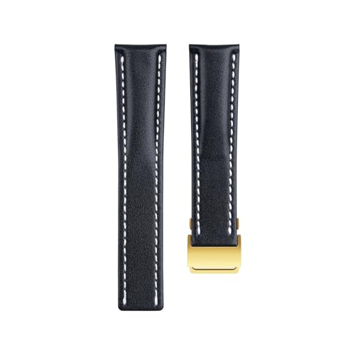 YOLIONU Echtes Leder Uhrenarmband für Breitling Avenger Challenger Superocean Heritage Colt Blackbird Reconnaissance Uhrenarmband(Blackg2,22-20mm) von YOLIONU