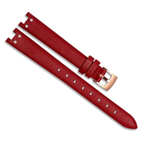 YOLIONU Echtes Lederarmband für Anne Klein Notch AK Girl Schlichter, eleganter Gürtel, kleines Zifferblatt, Retro-Uhrenarmband(Red-rose Gold) von YOLIONU