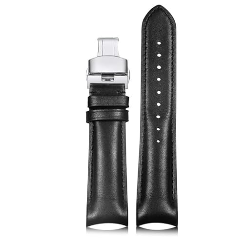 YOLIONU Echtleder-Uhrenarmband für Omega Seamaster Speedmaster 007 Markenmodell, gebogenes Ende, Rindslederarmband, 20 mm(Blacks1) von YOLIONU