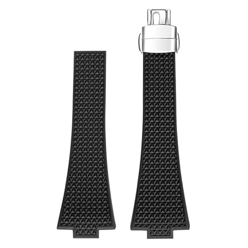YOLIONU FKM-Uhrenarmband für Tissot PRX-Serie Super Player, konvex, Herren, Fluorkautschuk-Uhrenarmband mit Schmetterlingsschnalle, Zubehör(Black Clasp) von YOLIONU