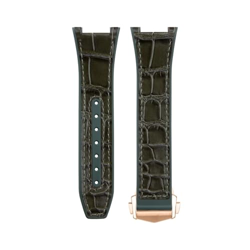 YOLIONU Fluorkautschuk-Rindsleder-Uhrenarmband für Omega Constellation 131.23.41 Manhattan Observatory 24MM Armband(Greenr) von YOLIONU