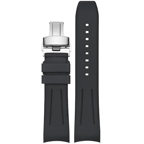 YOLIONU Fluorkautschuk-Uhrenarmband für Rolex Submariner Herrenuhr-Armbänder für Omega Seamaster(Blacks2,20mm) von YOLIONU