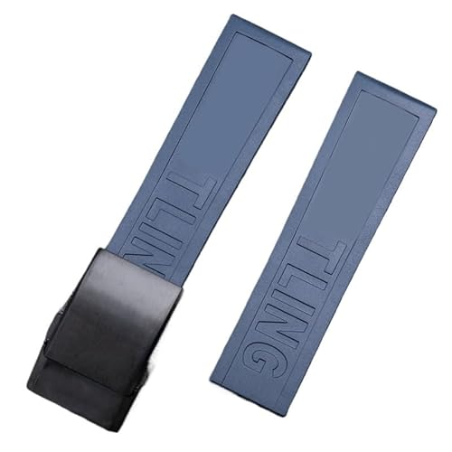 YOLIONU Für Breitling Avenger Colt Superocean Challenger Fluorkautschuk-Uhrenarmband(Dark blue matte black) von YOLIONU