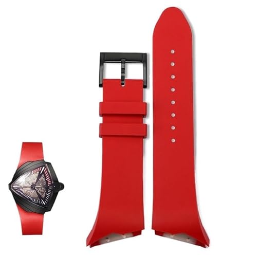 YOLIONU Für Hamilton Ventura H246150 H246550 H246250 Armband 25mm Gummi Herren Uhrenarmband(Red-Black) von YOLIONU
