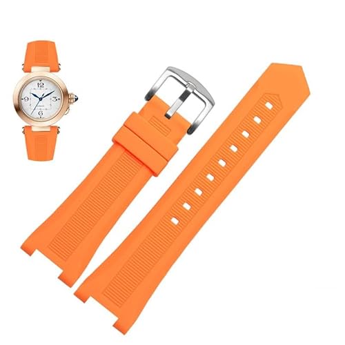 YOLIONU Gekerbtes Silikon-Uhrenarmband für GC PASHA, schwarz-weißes Armband, Armbanduhr(Orange C silver,18-10mm) von YOLIONU