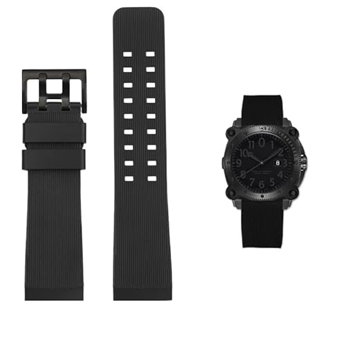 YOLIONU Gummi-Uhrenarmband für Hamilton Khaki Navy Diving Creed H78585333 H78505330 H78686333 Armband(Black black) von YOLIONU