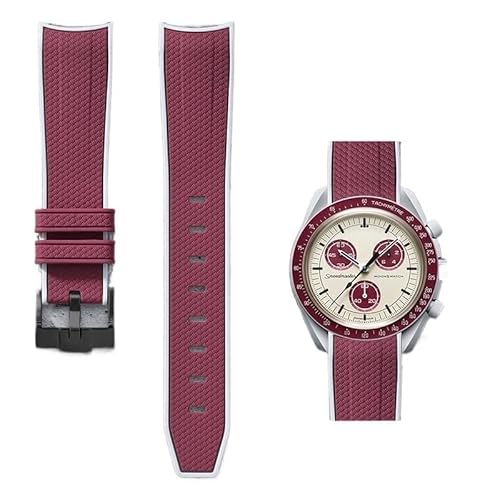 YOLIONU Gummiarmband für Omega Co-Branded Two-Tone Quick-Release-Uhrenarmband(Dark red gray) von YOLIONU