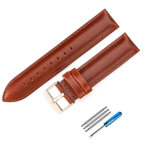 YOLIONU Leder Uhrenarmband für DW Strap Damen Herren Uhrenarmbänder für Daniel Wellington(Red brown-Rose-K4,20mm) von YOLIONU
