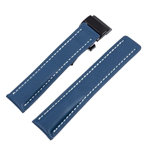 YOLIONU Lederarmband für Breitlings Fliegeruhr Superocean Avenger Pilot(Light blue black1,22mm) von YOLIONU