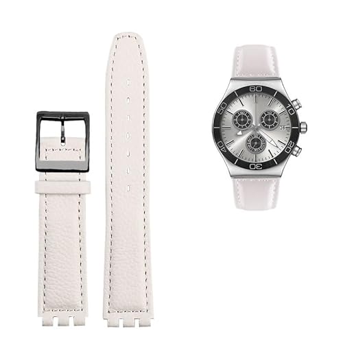 YOLIONU Lederarmband für Swatch GB274/287/GN239 Uhren, konkav-konvexe Schnittstellen, 17 mm Armband(A whiteb) von YOLIONU