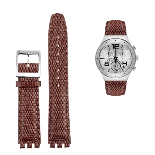 YOLIONU Lederarmband für Swatch GB274/287/GN239 Uhren, konkav-konvexe Schnittstellen, 17 mm Armband(B browns) von YOLIONU
