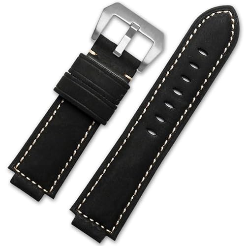 YOLIONU Lederarmband für Timex Tide T2n721 T2n720 Tw2t76500 Armband mit erhöhtem Mund, Zubehör(Black-Steel-K11) von YOLIONU