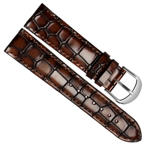 YOLIONU Mode armband Krokodil Textur Echtes Leder uhr Armband(Brown,22mm) von YOLIONU