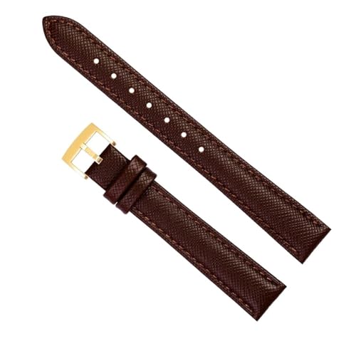 YOLIONU Modisches Rindsleder-Echtleder-Damenuhrenarmband Universal-Uhrenarmband(Brown Gold Pin,12mm) von YOLIONU