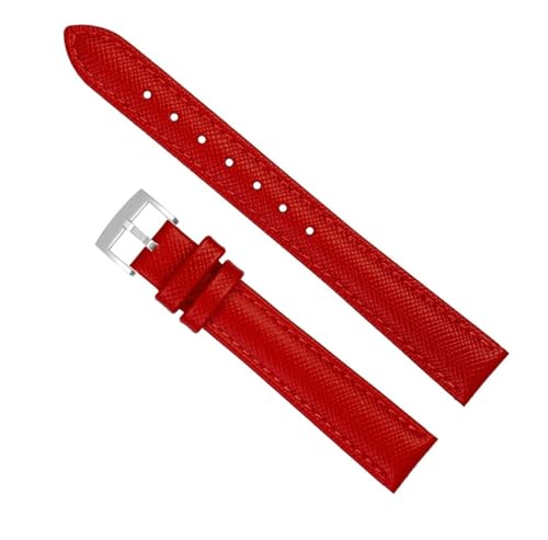 YOLIONU Modisches Rindsleder-Echtleder-Damenuhrenarmband Universal-Uhrenarmband(Red Silver Pin,18mm) von YOLIONU
