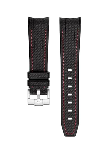 YOLIONU Silikon-Uhrenarmband für Omega AT150 Seamaster 300 Speedmaster, bogenförmige Öffnung, Gummiarmband(Red) von YOLIONU