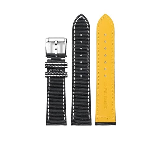 YOLIONU Uhrenarmband aus Nylon-Rindsleder für Breitling Avenger Super Ocean Aerospace Chronograph Yellow Wolf Blackbird Reconnaissance Aircraft(Black) von YOLIONU