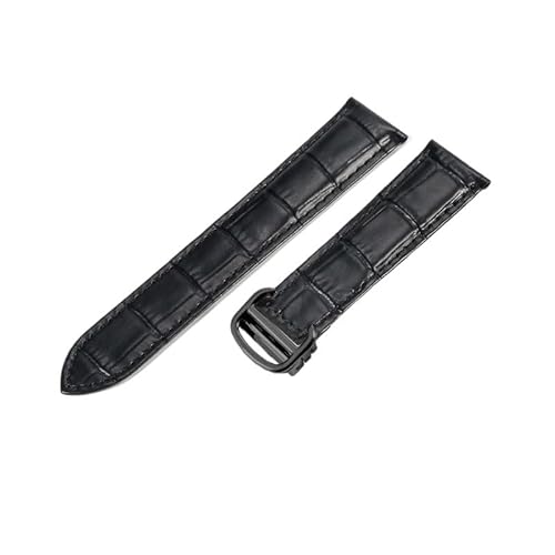 YOLIONU Uhrenarmband aus echtem Leder für Cartier Tank London Solo, wasserdicht, bequem, Rindsleder, Einzelschwanz-Uhrenarmband(Black-Black-Z4,20mm) von YOLIONU